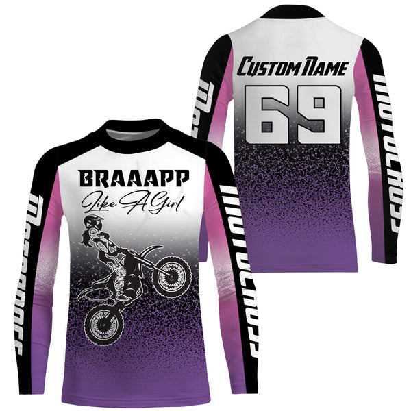 Motocross Girl Custom Jersey UPF30+ Adult&Kid Brap Dirt Bike Racing Women Off-Road MX Motorcycle| NMS849