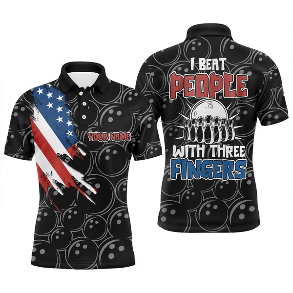 Funny Men Bowling Shirt Personalized Polo Short Sleeve American Flag Bowler Jersey NBP109