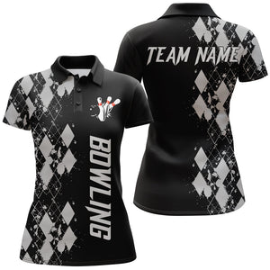 Personalized Women Polo Bowling Shirt Custom Name Argyle Pattern Bowler Team Shirt NBP23