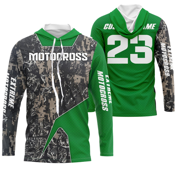 Green Camo Motocross Jersey UPF30+ Personalized MX Racing Off-Road Adult&Kid Dirt Bike Jersey| NMS747