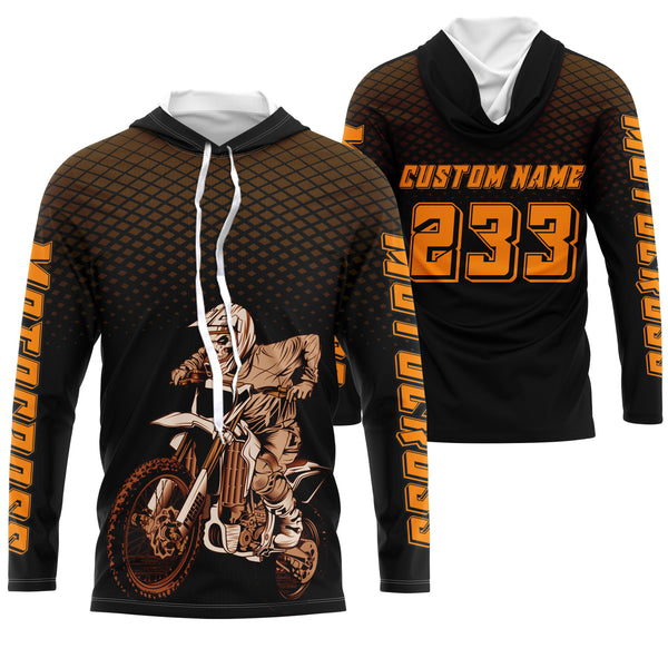 Orange custom skull motocross jersey UV protective dirt bike racing off-road motorcycle racewear| NMS922