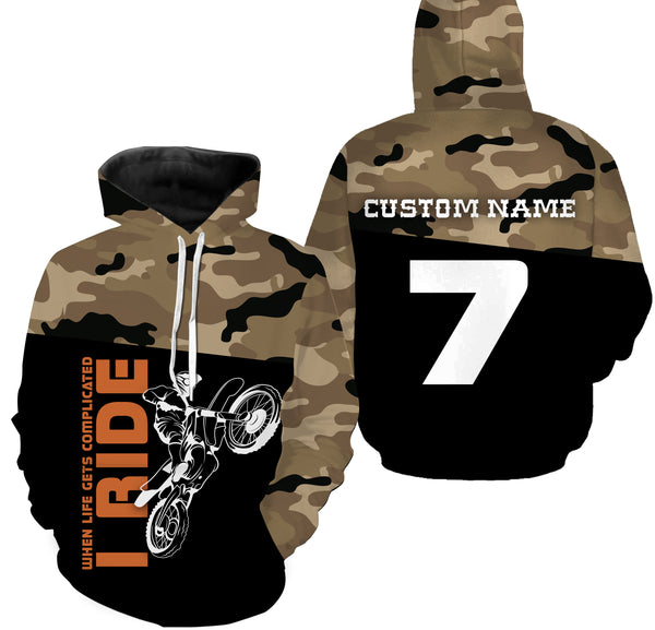 Camo Riding Jersey Personalized Life Complicated I Ride, Motorcycle Shirt Off-Road Motocross Racing| NMS583