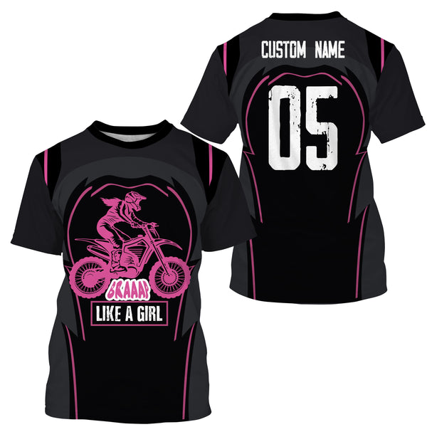 Brap Like A Girl Personalized Riding Jersey UPF30+ Female Riders Dirt Bike Motocross Women Race Shirt| NMS647