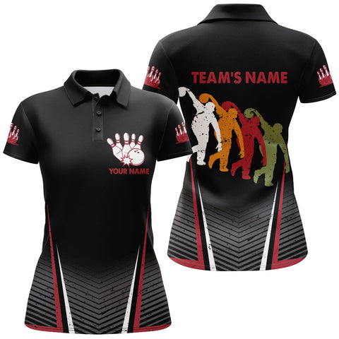 Custom Bowling Shirt for Women, Black Bowling Polo Jersey for Team 3D Print, Gift for Bowler Ladies NBP167