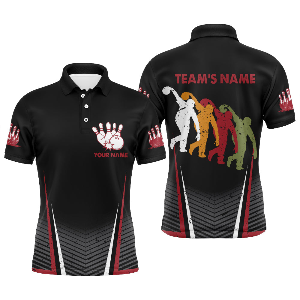 Custom Bowling Shirt for Men, Black Bowling Polo Jersey for Team 3D Print, Gifts for Men Bowlers NBP167