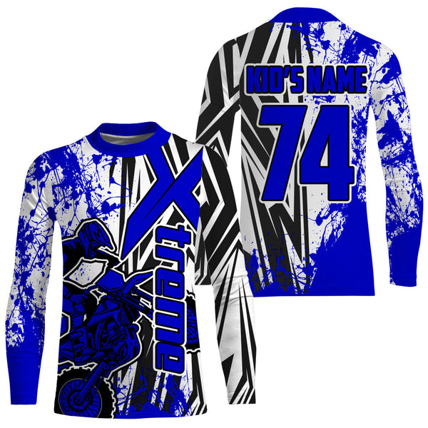 Custom Motocross Jersey Blue UPF30+ Youth Men Women Xtreme Dirt Bike Shirt Racing NMS1420