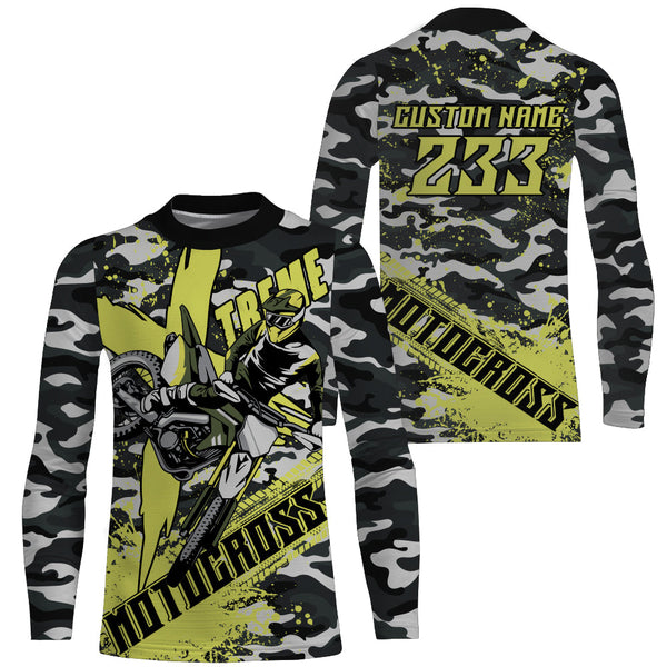 Personalized Motocross Jersey Camouflage UPF30+ Adult Youth Extreme Dirt Bike Racing Shirt Offroad NMS1396