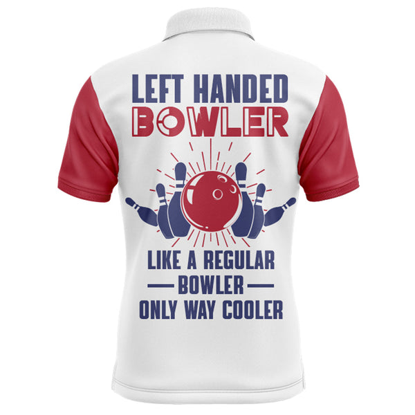 Left Handed Bowler Custom Bowling Polo Shirt for Men, Red & White Bowling Jersey 3D Print NBP137