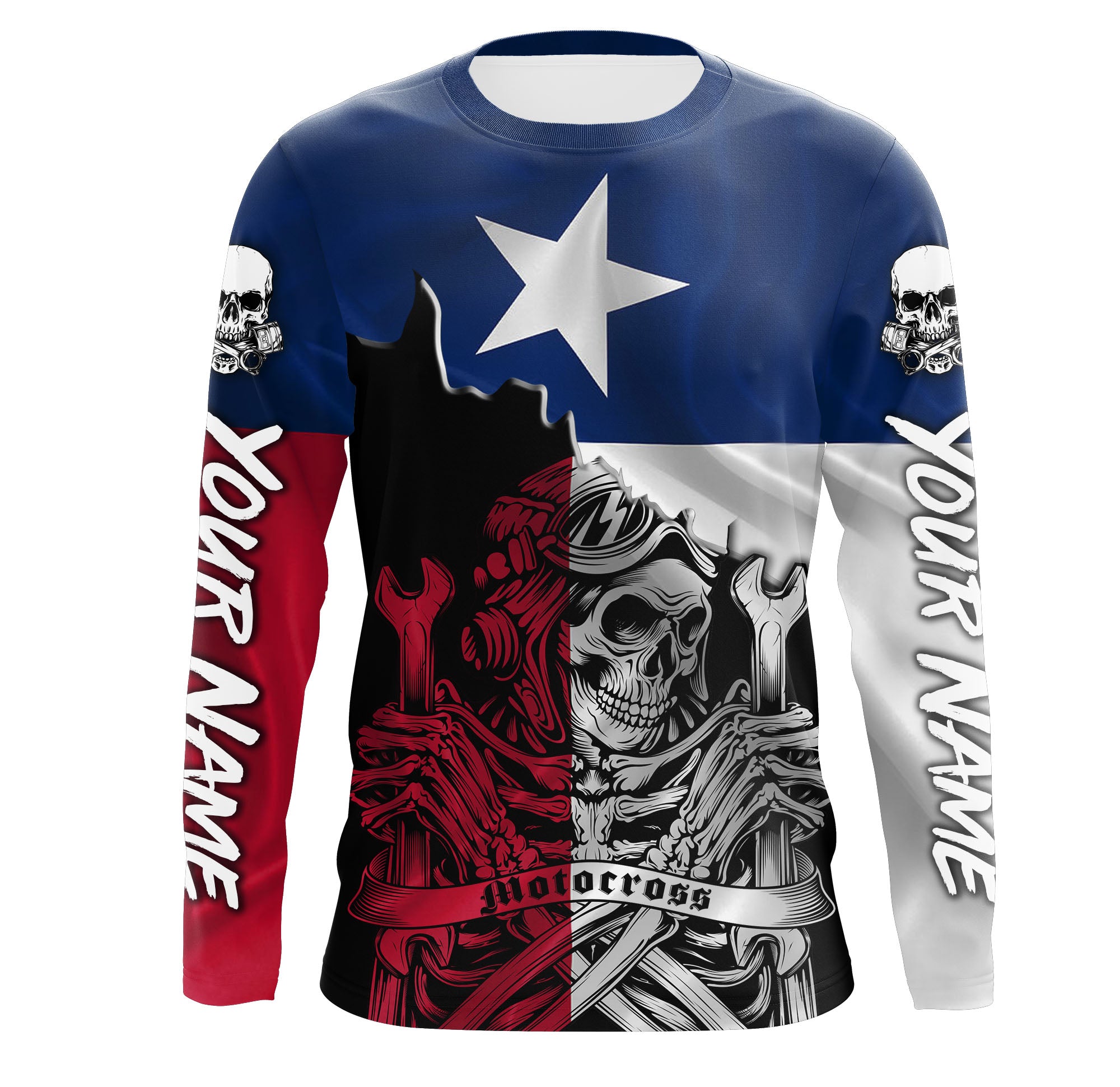 Texas Flag Riding Jersey - Personalized UPF30+ Motocross Off-Road Dirt Bike Motorcycle Racewear| NMS445