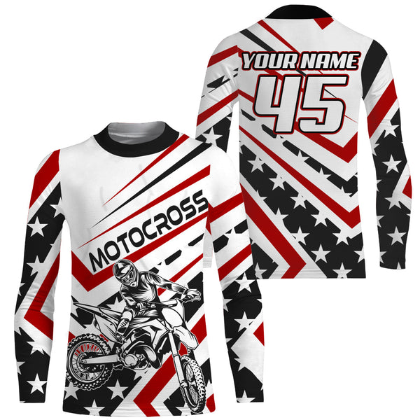 American Flag Motocross Jersey UPF30+ Custom Dirt Bike Racing Shirt Youth Men Off-road Motorcycle NMS1434