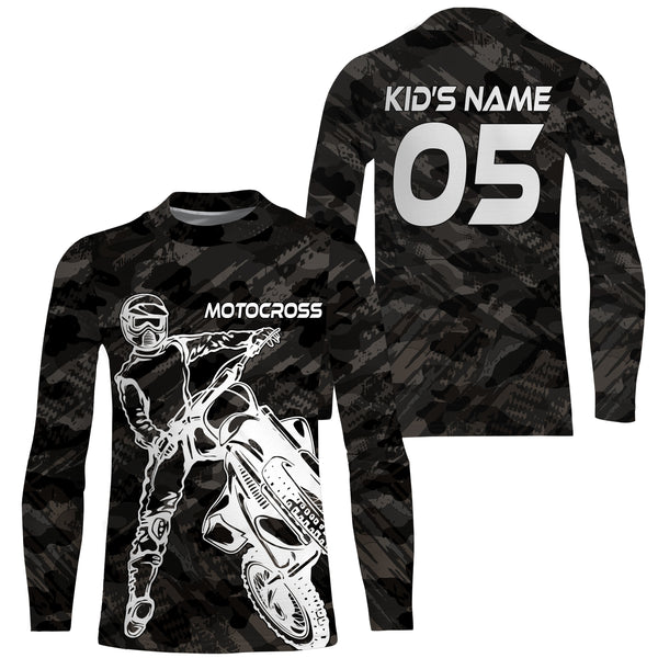 Camo Motocross Personalized Jersey UPF30+ UV Protect, Dirt Bike Racing Motorcycle Off-road Racewear| NMS449