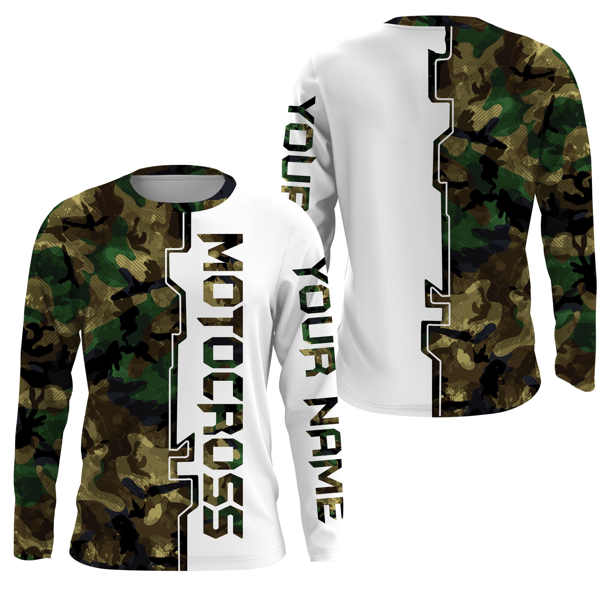 Personalized Camo Motocross Jersey UPF30+ Anti UV, Dirt Bike Racing Motorcycle Riders Racewear| NMS454