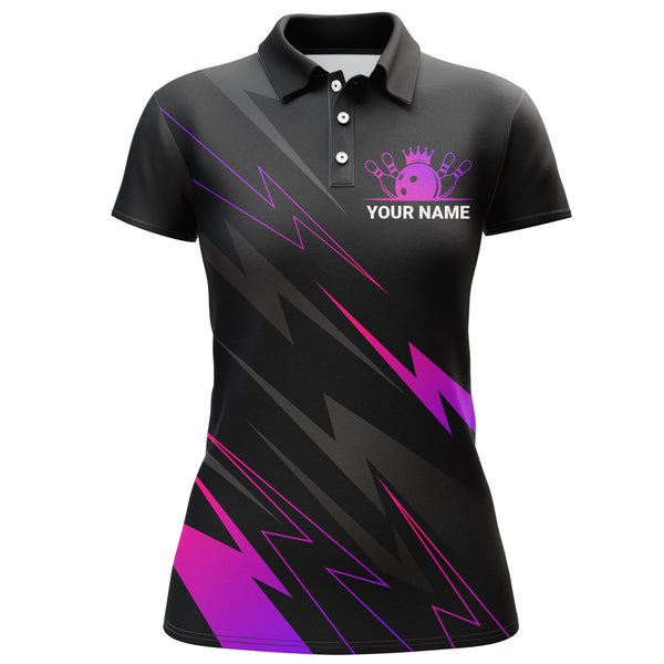 Bowling Polo Shirt for Women, Personalized Bowling Girl Jersey Short Sleeve, Gift for Female Bowler NBP141