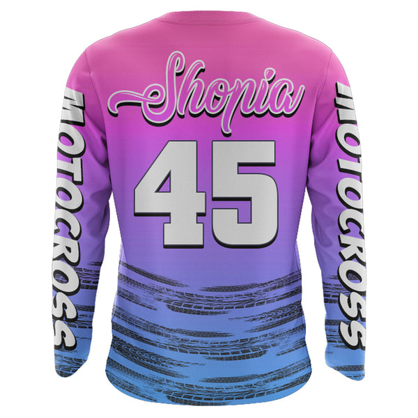 Motocross Mom Personalized Jersey UPF30+ Pink Women Dirt Bike Racing Shirt Mother's Day Gift NMS1376