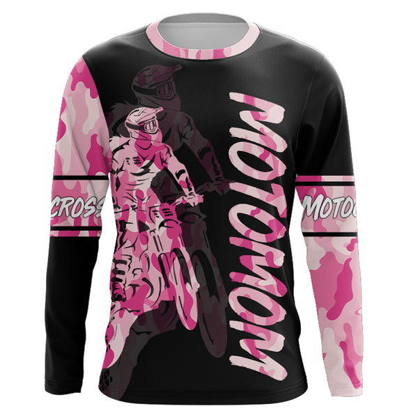 Dirt Bike Mom Personalized Jersey UPF30+ Pink Motocross Mom Racing Shirt Mother's Day Gift NMS1378