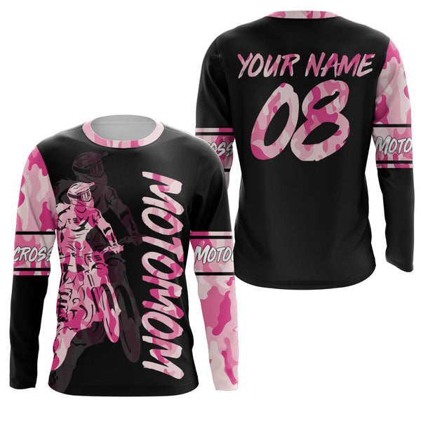 Dirt Bike Mom Personalized Jersey UPF30+ Pink Motocross Mom Racing Shirt Mother's Day Gift NMS1378