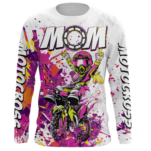 Motocross Mom Personalized Jersey UPF30+ Pink Dirt Bike Mom Racing Shirt Mother's Day Gift NMS1380