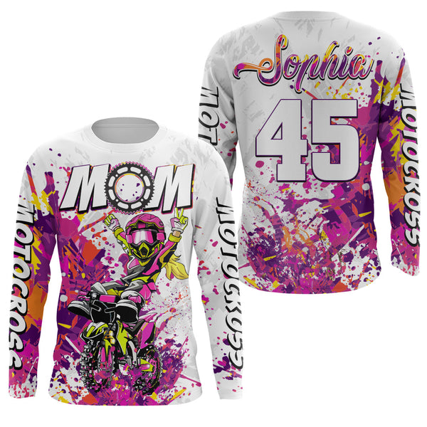 Motocross Mom Personalized Jersey UPF30+ Pink Dirt Bike Mom Racing Shirt Mother's Day Gift NMS1380