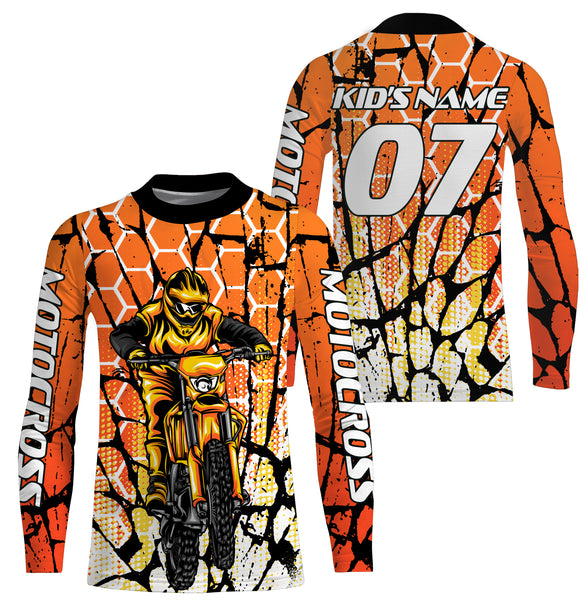 Personalized Motocross Racing Jersey Adult Youth Long Sleeves, Dirt Bike Off-road Riders Racewear| NMS328