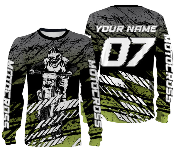 Motocross Personalized Jersey Kid Adult Long Sleeves, Dirt Bike Motorcycle Off-road Biker Racewear| NMS329