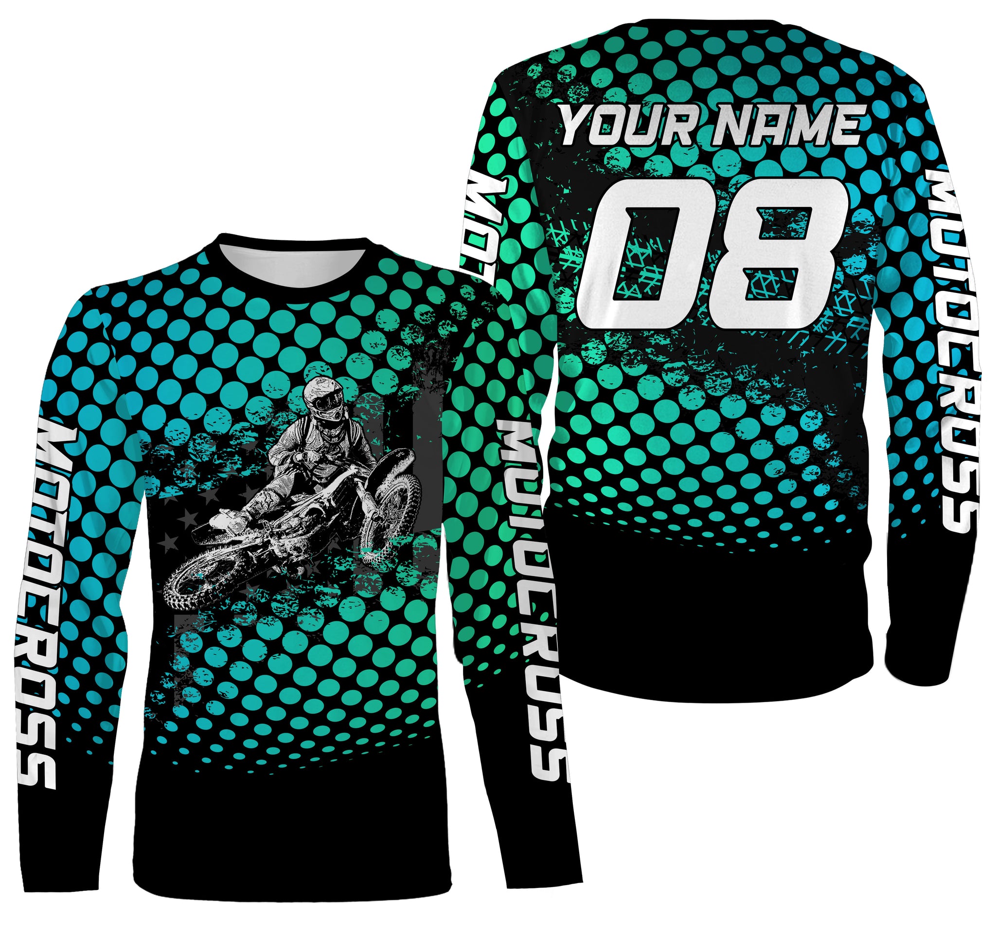 Cool Motocross Personalized Jersey Adult Kid Long Sleeves, Dirt Bike Motorcycle Riders Racewear| NMS331