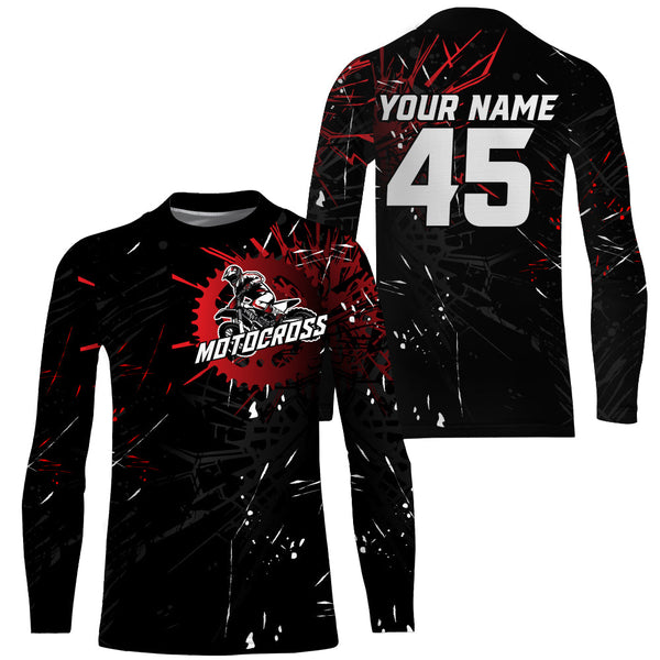 Custom Motocross Jersey Youth Men UPF30+ Black Dirt Bike Shirt MX Racing Off-road Motorcycle Shirt NMS1404