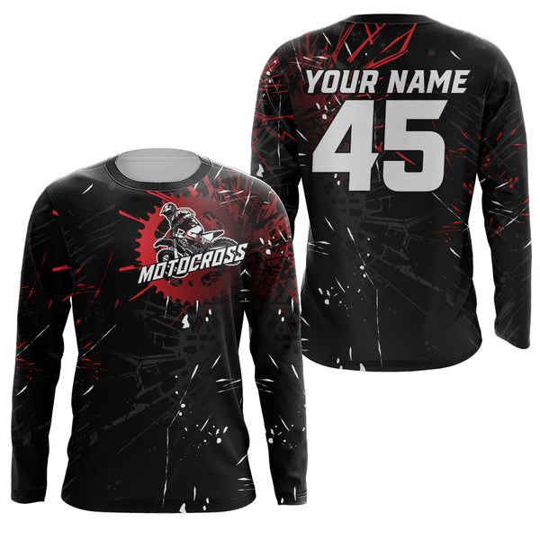 Custom Motocross Jersey Youth Men UPF30+ Black Dirt Bike Shirt MX Racing Off-road Motorcycle Shirt NMS1404