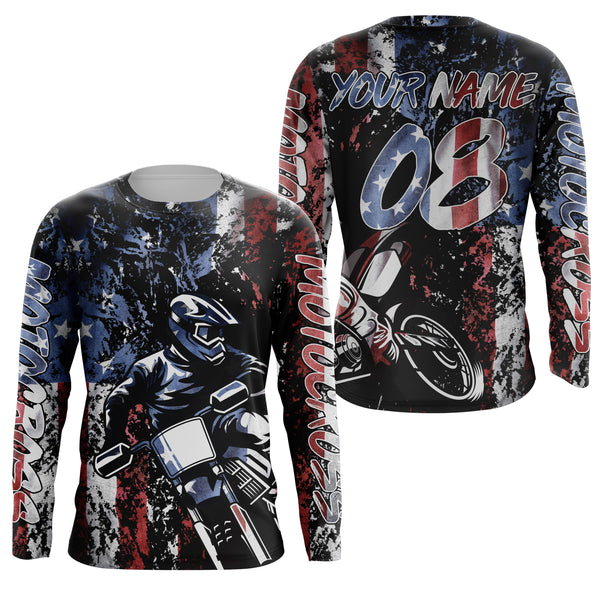 Patriotic MX Jersey Personalized UPF30+ Motocross Racing American Biker Motorcycle US Adult&Kid Jersey| NMS717