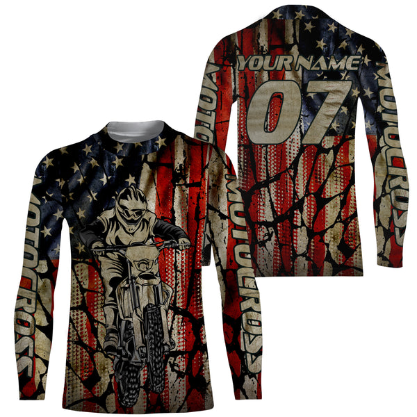 Personalized Patriotic MX Jersey UPF30+ Adult&Kid Motocross Racing American Biker Motorcycle US Jersey| NMS718