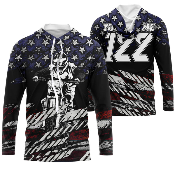 Motocross Racing Jersey Personalized UPF30+ Adult&Kid Patriotic MotoX American Biker Motorcycle Jersey| NMS719