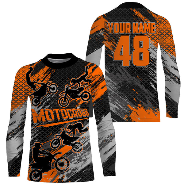 Personalized Motocross Jersey Orange Youth Men UPF30+ Dirt Bike Shirt MX Racing Off-road NMS1409