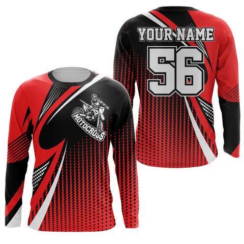 Custom Motocross Jersey Youth Men UPF30+ Red Dirt Bike Shirt MX Racing Off-road Riding Motorcycle NMS1413