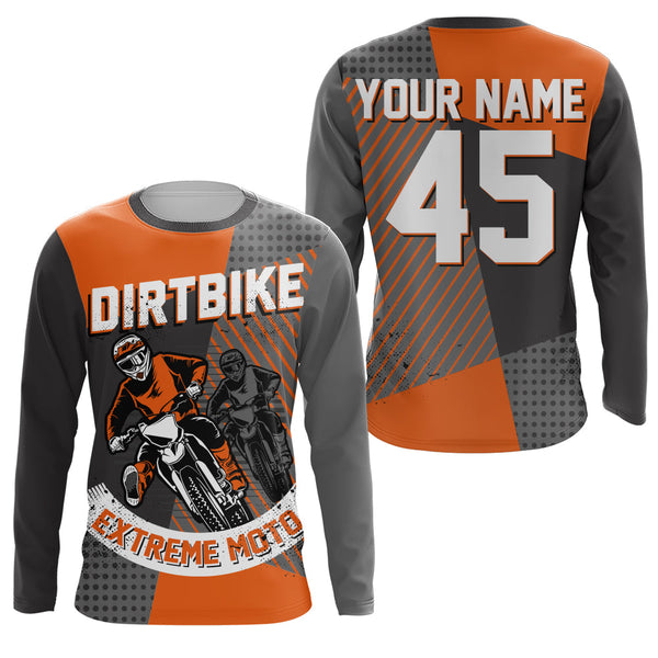 Extreme Dirt Bike Jersey Personalized UPF30+ Orange Motocross Supercross Racing Shirt Off-road NMS1389