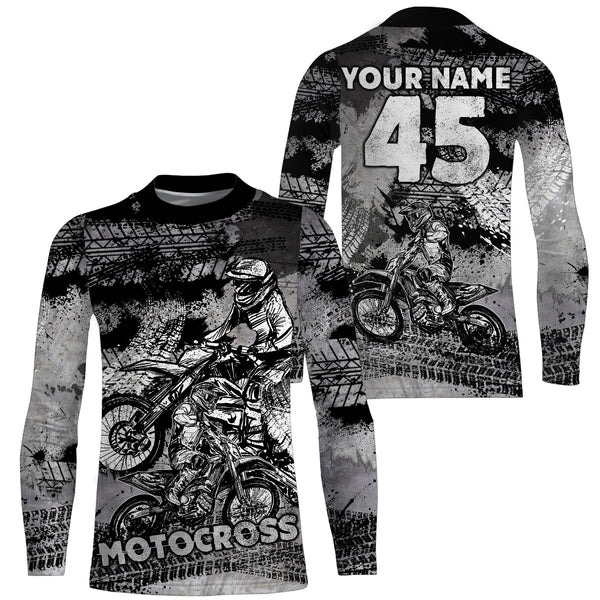 Grey Motocross Jersey Custom Number Youth Men Dirt Bike Shirt Extreme MX Racing Motorcycle Offroad NMS1414