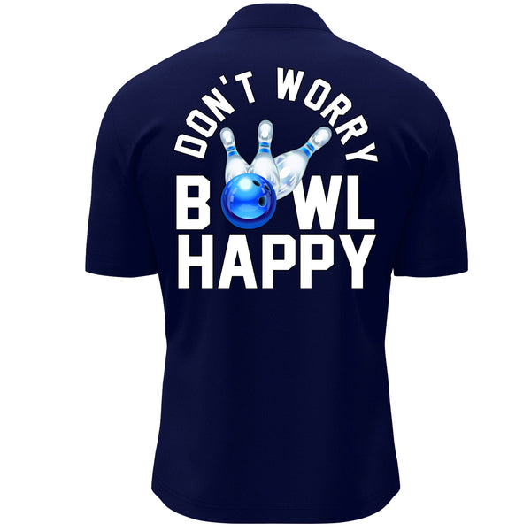 Custom Bowling Shirt for Men, Don't Worry Bowl Happy, Blue Bowling Quarter-Zip Shirt Men Bowlers NBZ165