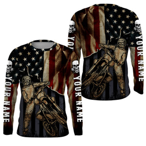 Personalized Racing Jersey UPF30+ UV Protect American Flag Dirt Bike Rider Motorcycle Racewear| NMS406