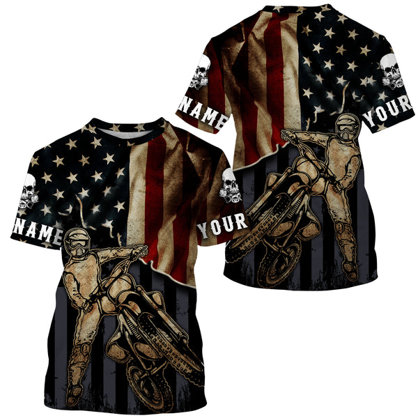 Personalized Racing Jersey UPF30+ UV Protect American Flag Dirt Bike Rider Motorcycle Racewear| NMS406