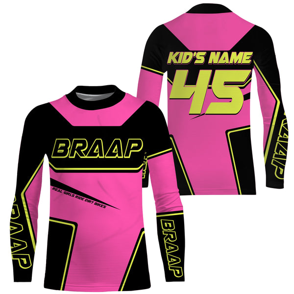 Biker Girl Riding Jersey Personalized Brap Motocross Shirt for Women Female Riders Pink Dirtbike Motorcycle| NMS545