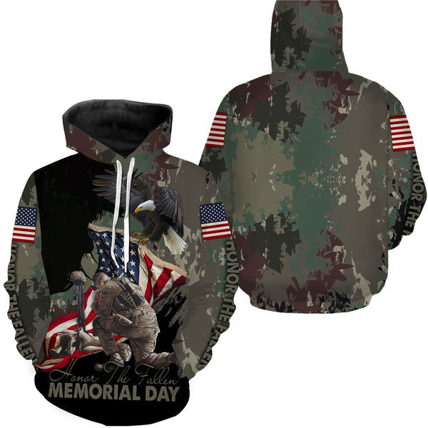 Honor The Fallen 3D Hoodie US Veteran Memorial Day Shirt Remembrance American Flag| NMD03