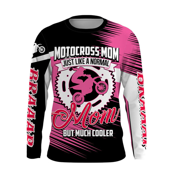 Motocross Mom Personalized Jersey UPF30+ Pink Dirt Bike Mom Racing Shirt Mother's Day Gift NMS1386