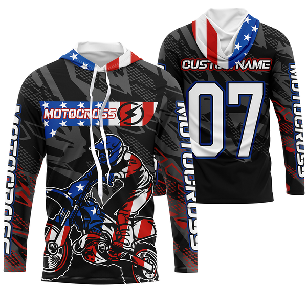 Personalized Patriotic Motocross Jersey UPF30+ US MX Riding Shirt American Off-Road Adult&Kid Jersey| NMS729