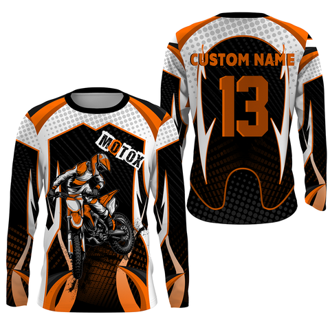 Personalized MotoX jersey UPF30+ orange dirt bike racing motorcycle off-road riders long sleeves| NMS913