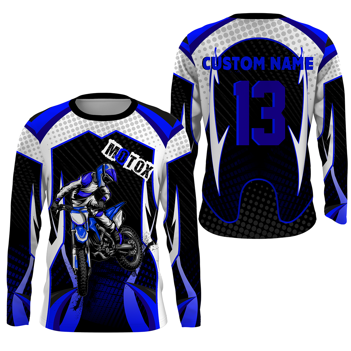 Personalized MotoX jersey UPF30+ blue dirt bike racing motorcycle off-road riders long sleeves| NMS914