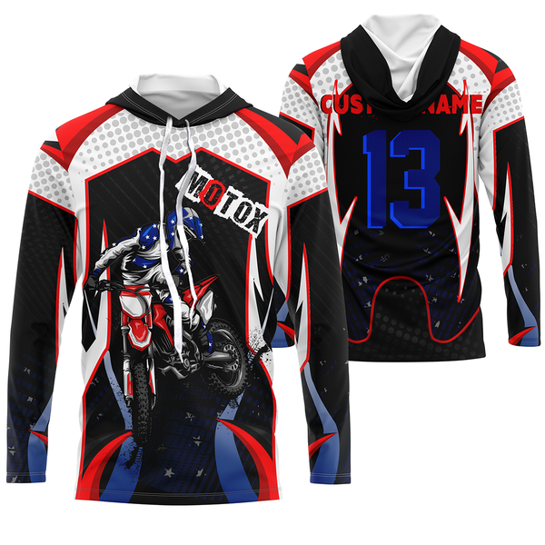 Personalized MotoX Jersey UPF30+ motorcycle blue dirt bike racing off-road riders long sleeve| NMS916