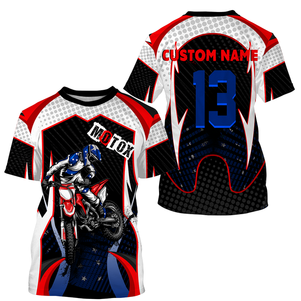 Personalized MotoX Jersey UPF30+ motorcycle blue dirt bike racing off-road riders long sleeve| NMS916