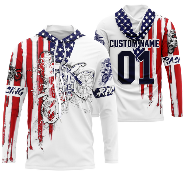 Dirtbike Racing Jersey UPF30+ Personalized Patriotic Motocross Off-road Riders American Riding Jersey| NMS610