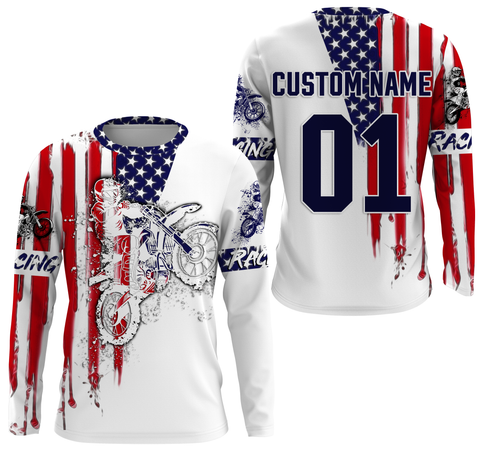 Dirtbike Racing Jersey UPF30+ Personalized Patriotic Motocross Off-road Riders American Riding Jersey| NMS610