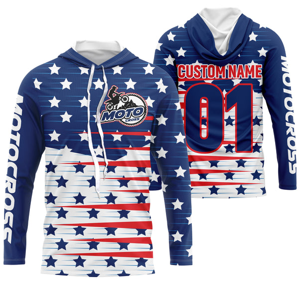 Patriotic Motocross Jersey UPF30+ Personalized Kid&Adult Dirt Bike Racing Shirt Off-road Motorcycle| NMS616