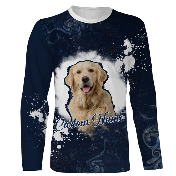 Personalized Pet Face Hoodie Long Sleeve| Watercolor All Over Print Shirt for Dog Owners, Dog Lovers| JTSD308