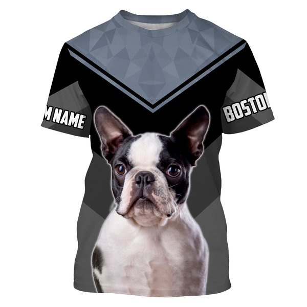 Boston Terrier 3D T-shirt Long Sleeve Hoodie| Custom Name Shirt for Terrier Lover Dog Hoodie| JTSD317